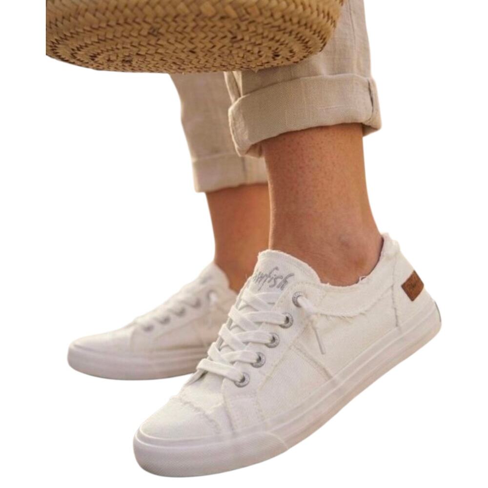 Blowfish Malibu White Canvas Low-Top Slip-On Sneakers